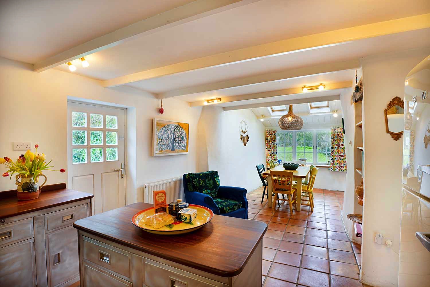 Kitchen inside dog friendly holiday cottage in Cornwall  